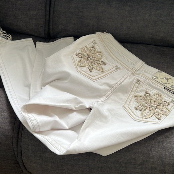 Miss Me -Aqua pair new w/tag. Others worn once. Blue and Yellow pair capris. - Picture 3 of 6